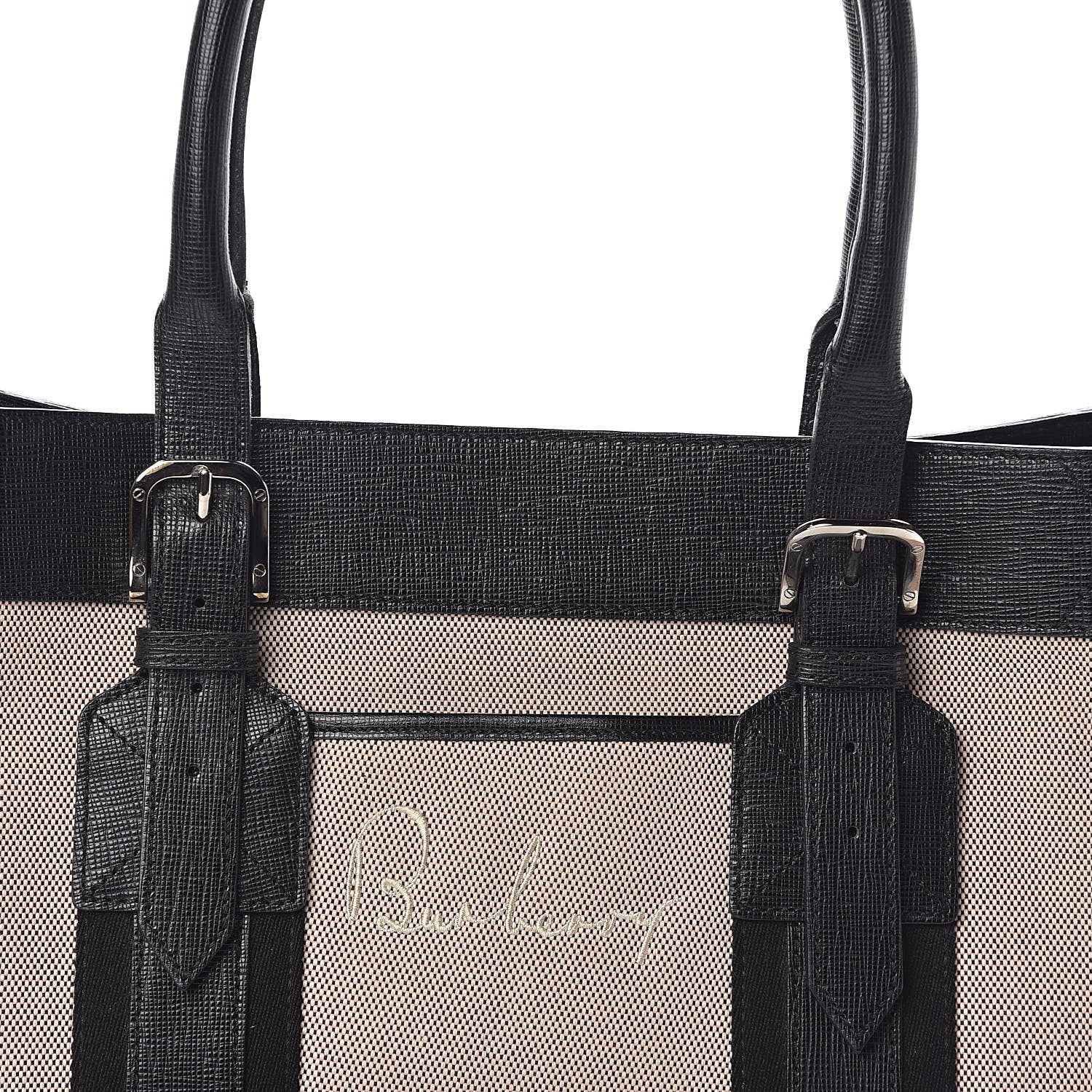 Burberry Canvas Calfskin Logo Tote Black 7 of 9