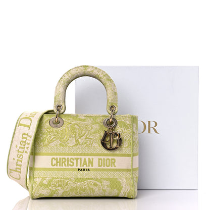 Christian Dior Canvas Toile De Jouy Reverse Embroidered Medium Lady D-Lite Green 13 of 13