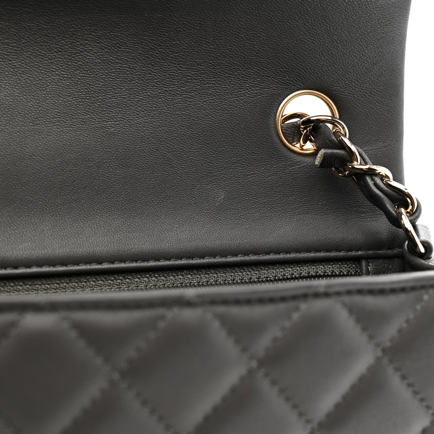 Chanel Lambskin Quilted Mini Rectangular Flap Dark Grey 11 of 13