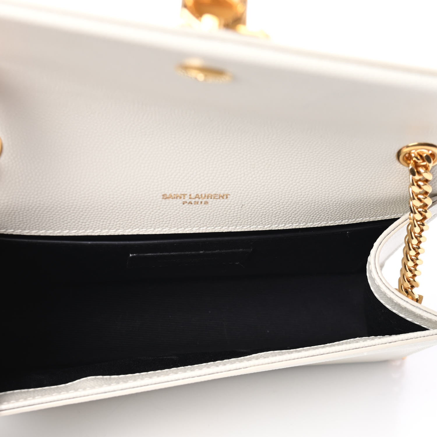 Saint Laurent Grain De Poudre Small Classic Monogram Kate Tassel Satchel Blanc Vintage 4 of 4