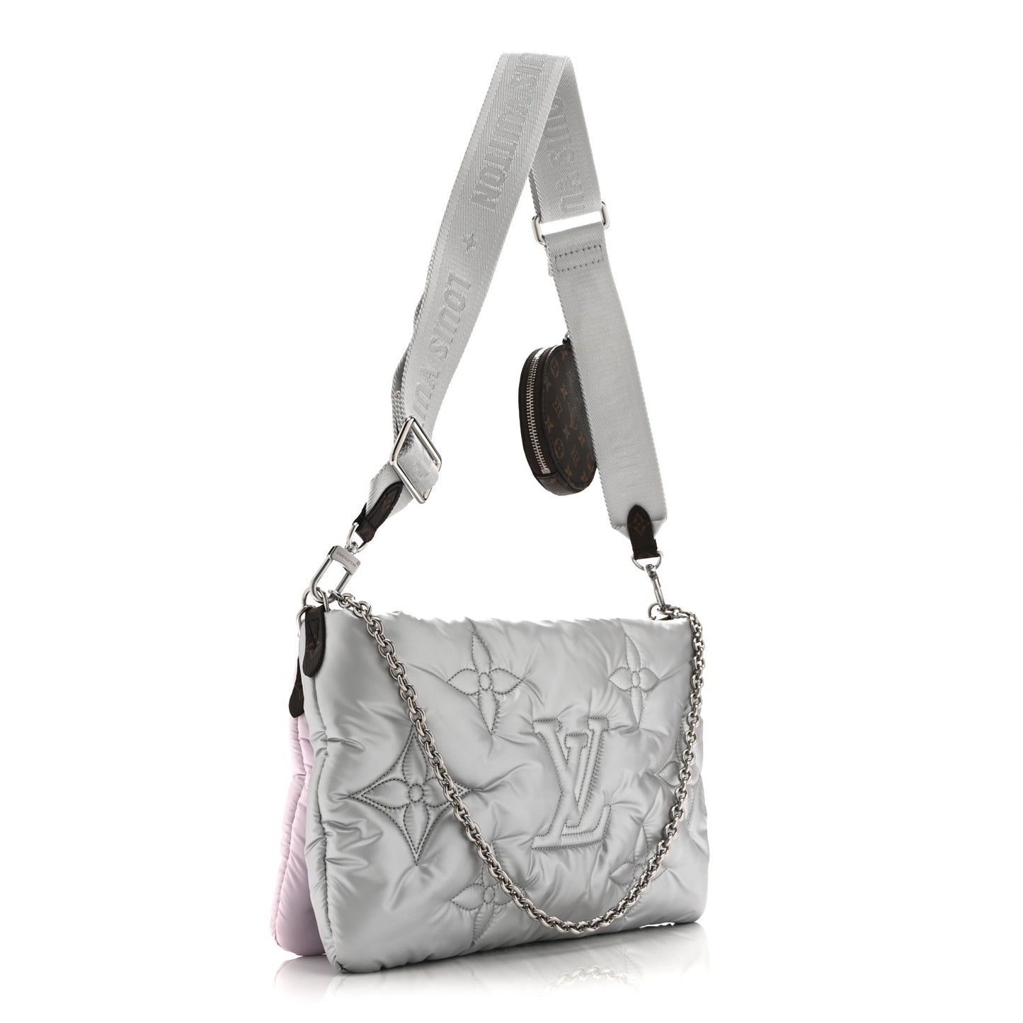 Econyl Monogram Pillow Maxi Multi Pochette Accessories Silver Pale Pink