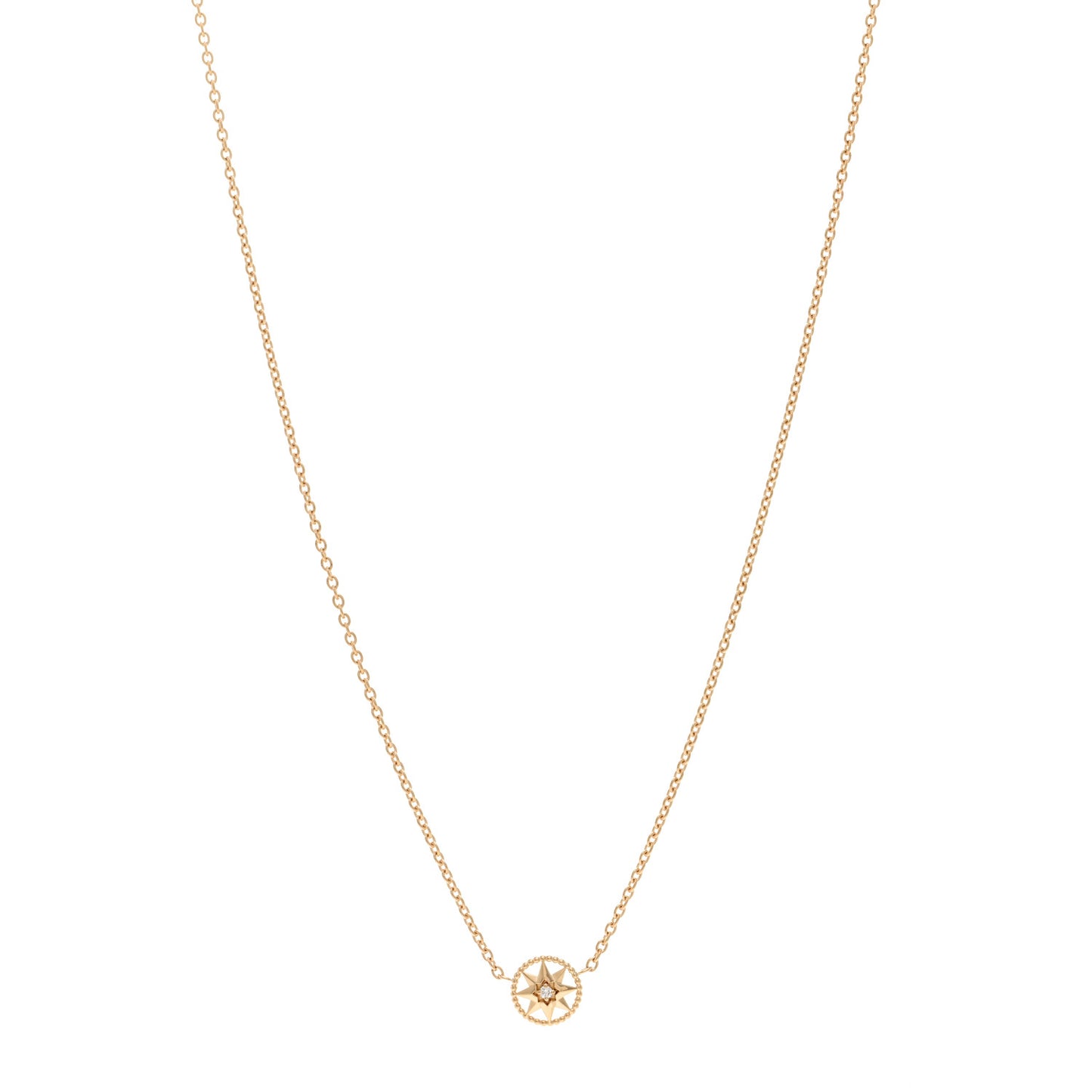 18K Yellow Gold Diamond XS Rose Des Vents Necklace