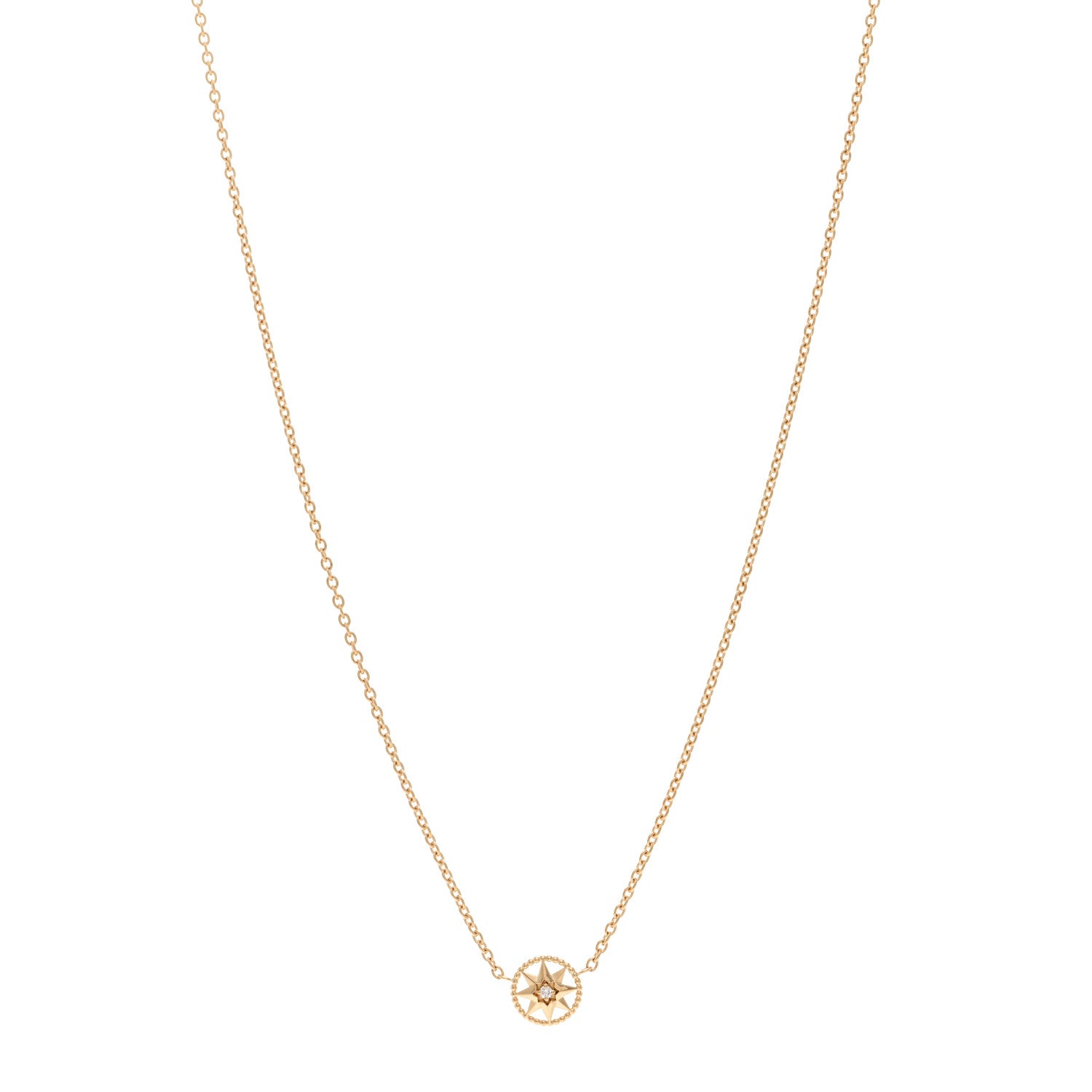 Christian Dior 18K Yellow Gold Diamond XS Rose Des Vents Necklace 1 of 5