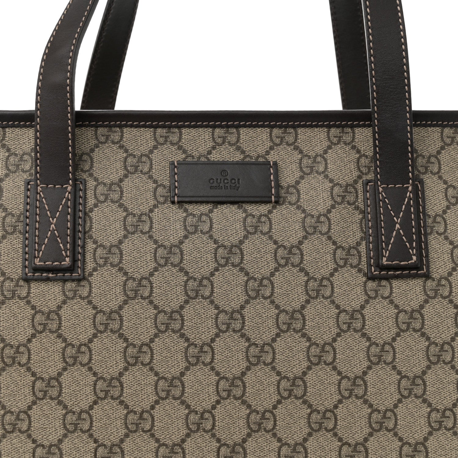 Gucci GG Supreme Monogram Medium Zippered Shopping Tote Dark Brown 8 of 10