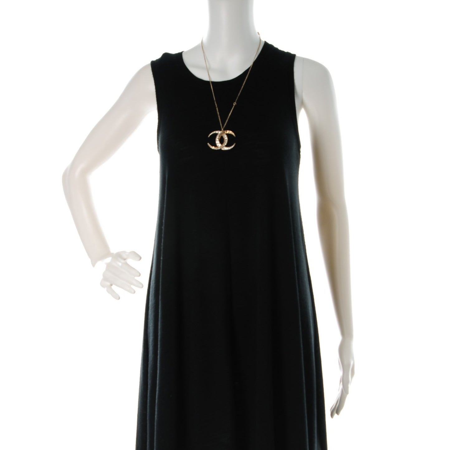 Crystal Baguette Moon CC Necklace Gold