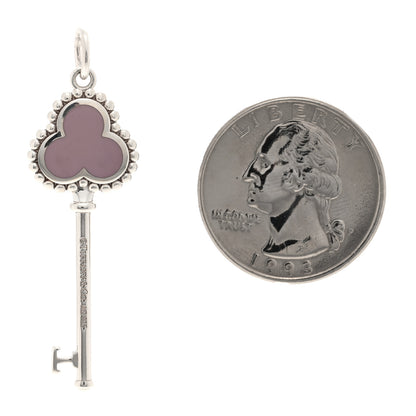 Tiffany Sterling Silver Enamel Beaded Trefoil Key Pendant Lavender 2 of 4