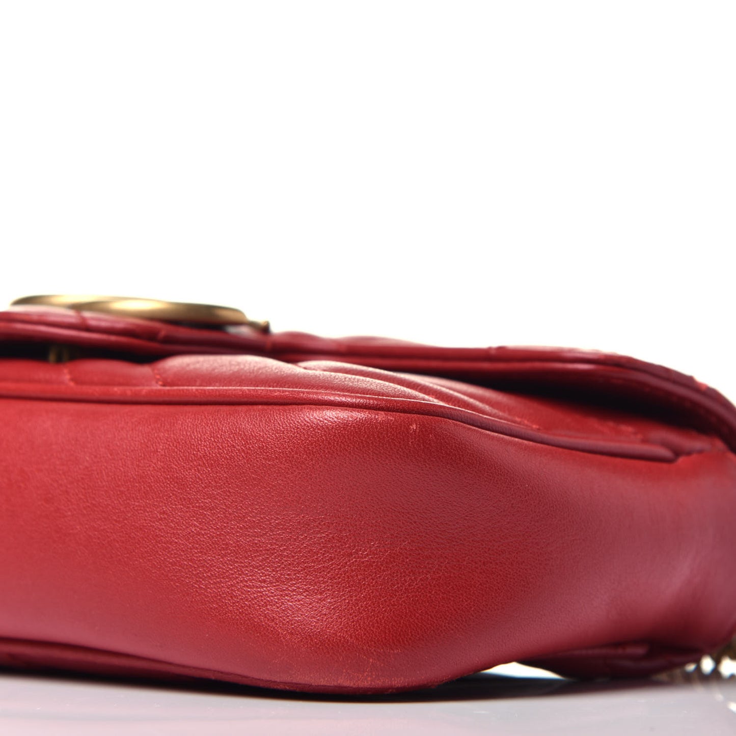 Calfskin Matelasse Super Mini GG Marmont Shoulder Bag Hibiscus Red