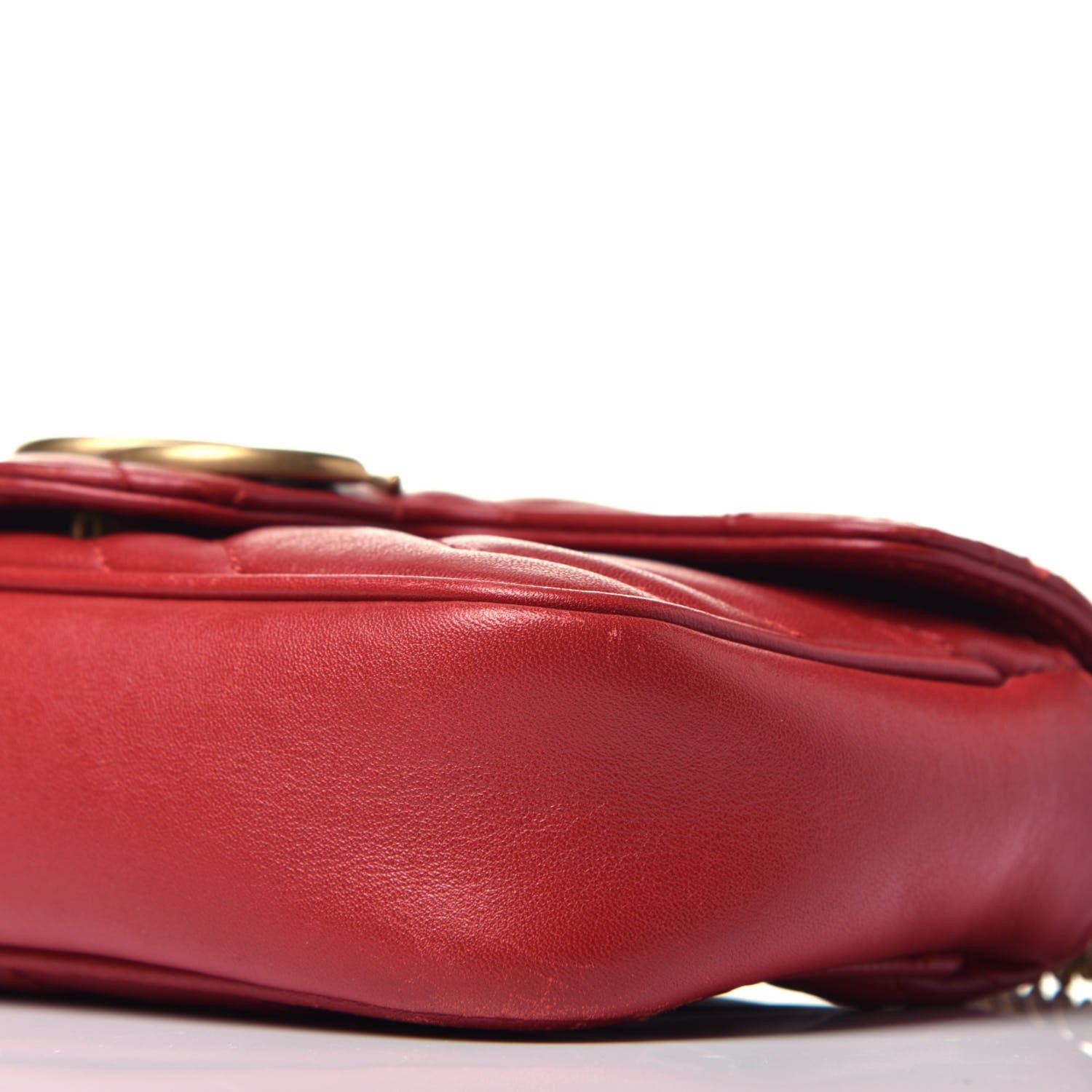 Gucci Calfskin Matelasse Super Mini GG Marmont Shoulder Bag Hibiscus Red 9 of 9