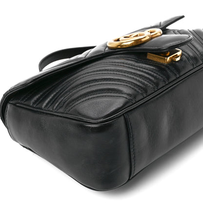 Gucci Calfskin Matelasse Small GG Marmont Shoulder Bag Black 11 of 13
