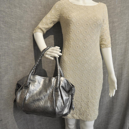 FASHIONPHILE SALVATOREFERRAGAMOLeatherShoulderBagMetallicSilver 3 of 7