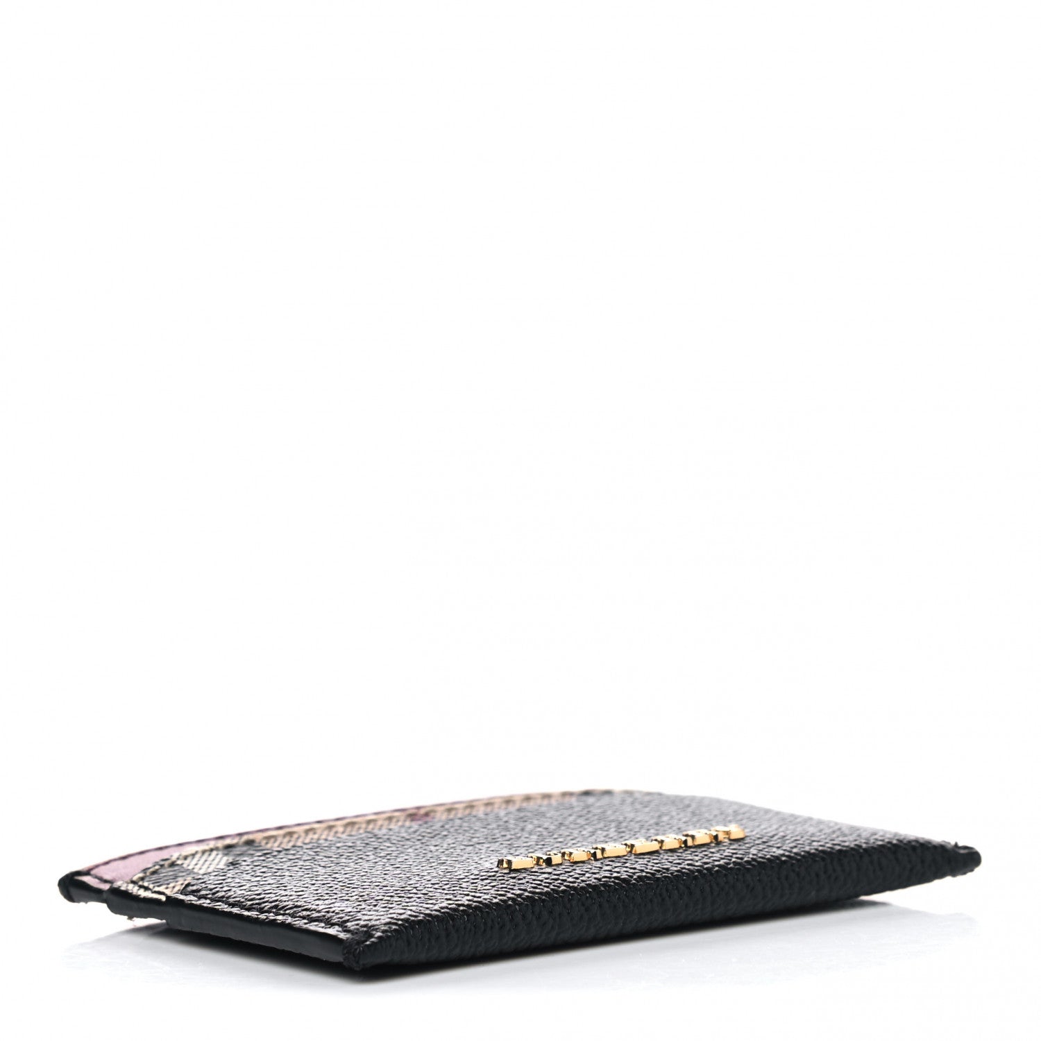 Burberry Calfskin Horseferry Check Izzy Card Case Black Burgundy 3 of 4