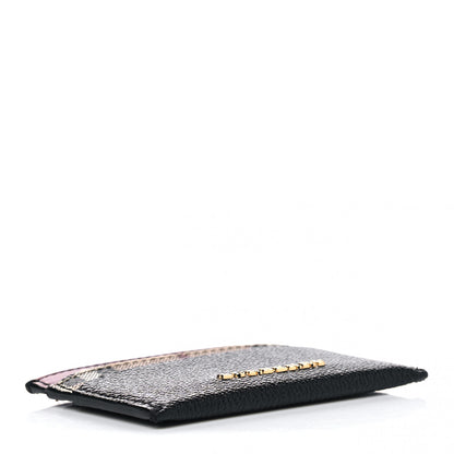 Burberry Calfskin Horseferry Check Izzy Card Case Black Burgundy 3 of 4
