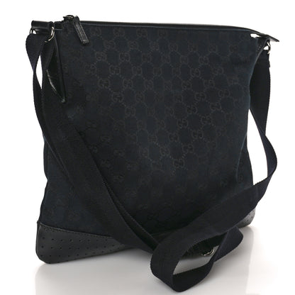 Gucci Monogram Calfskin Perforated Medium Flat Messenger Bag Black 3 of 13
