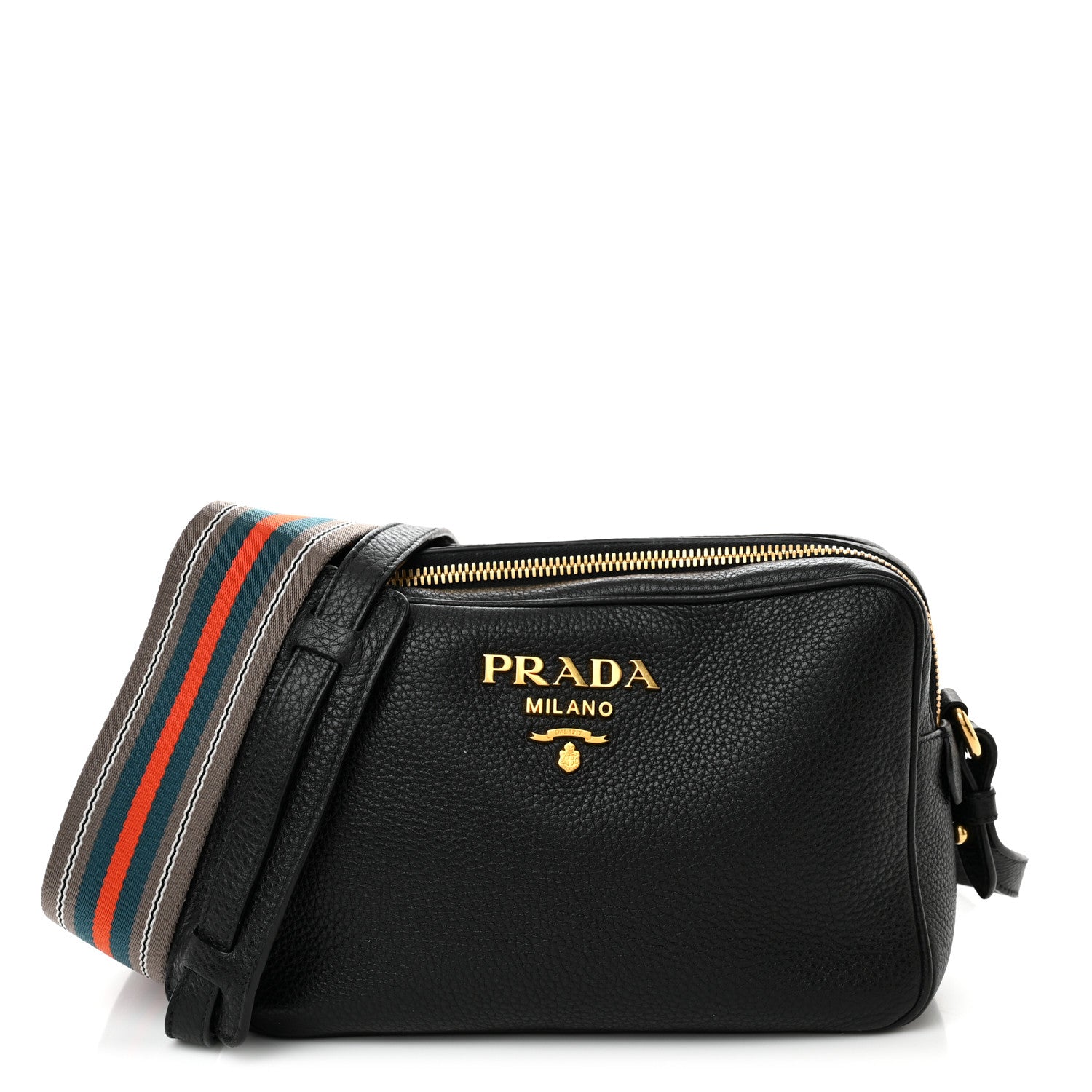 Prada Vitello Daino Medium Double Zip Shoulder Bag Black 1 of 11