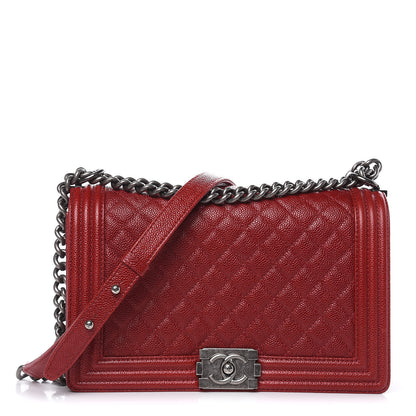 Chanel Caviar Quilted New Medium Boy Flap Dark Red 1 of 10