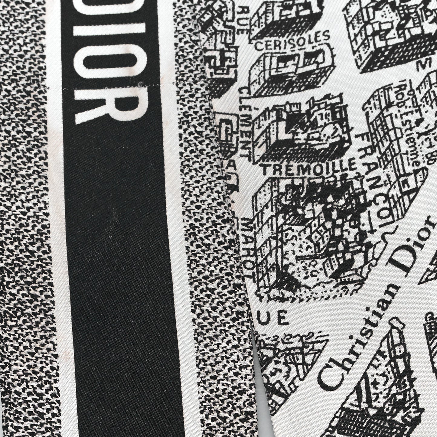Silk Plan De Paris Mitzah Scarf White Black
