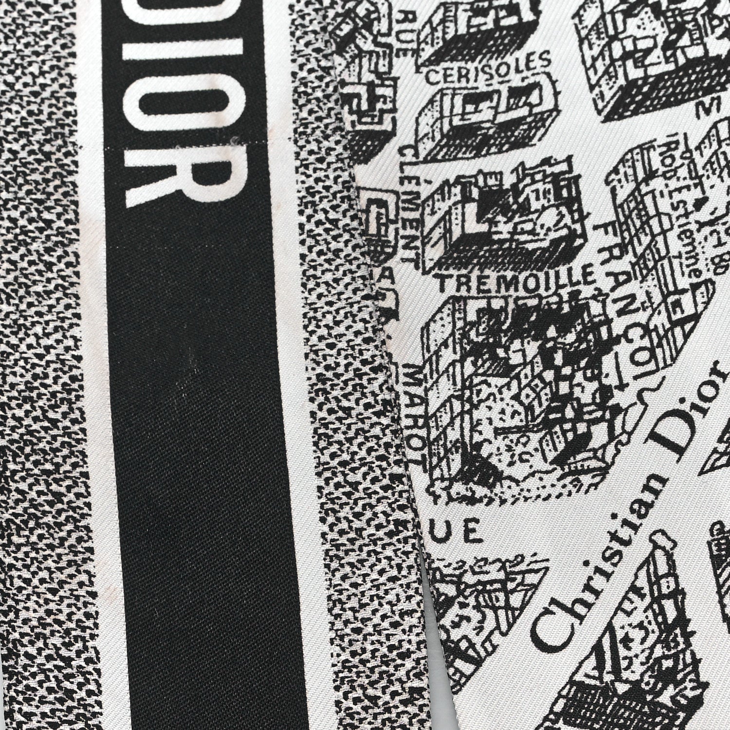 Christian Dior Silk Plan De Paris Mitzah Scarf White Black 4 of 5