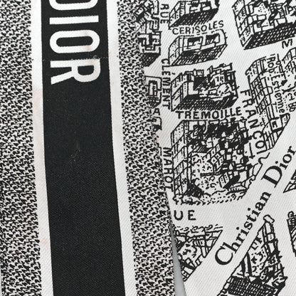 Christian Dior Silk Plan De Paris Mitzah Scarf White Black 4 of 5
