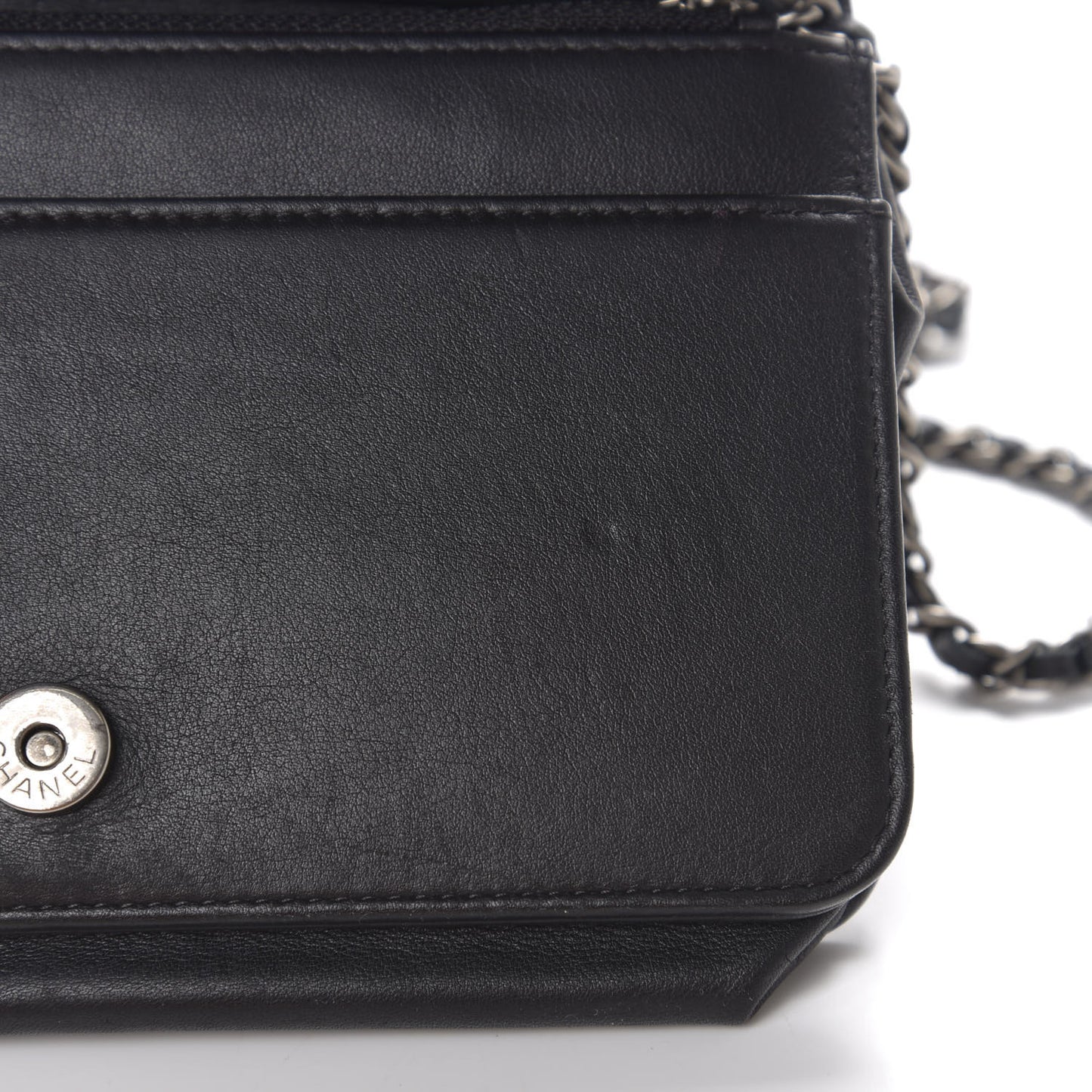 Calfskin Quilted Boy Wallet On Chain WOC Black
