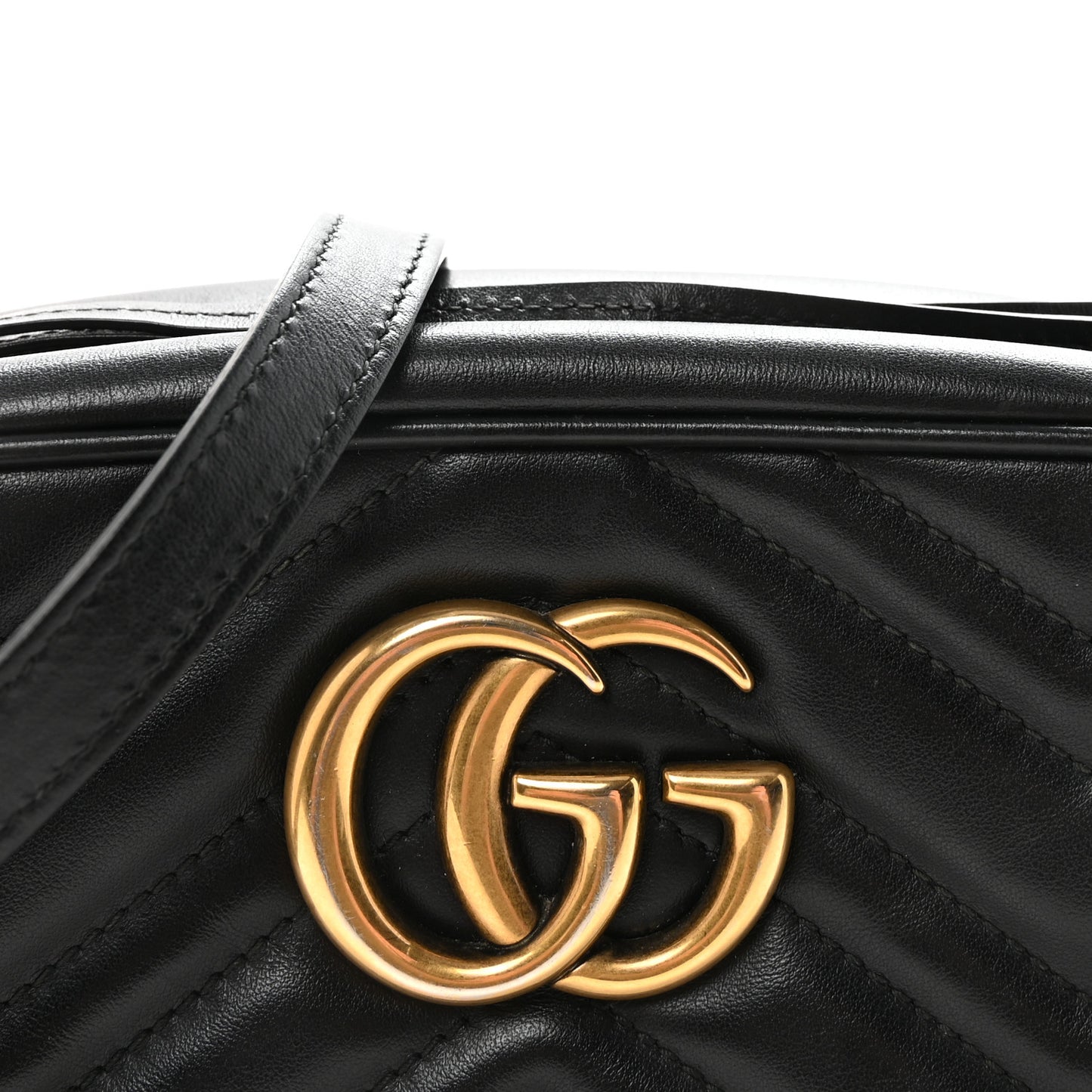 Calfskin Matelasse Small GG Marmont Chain Shoulder Bag Black Black