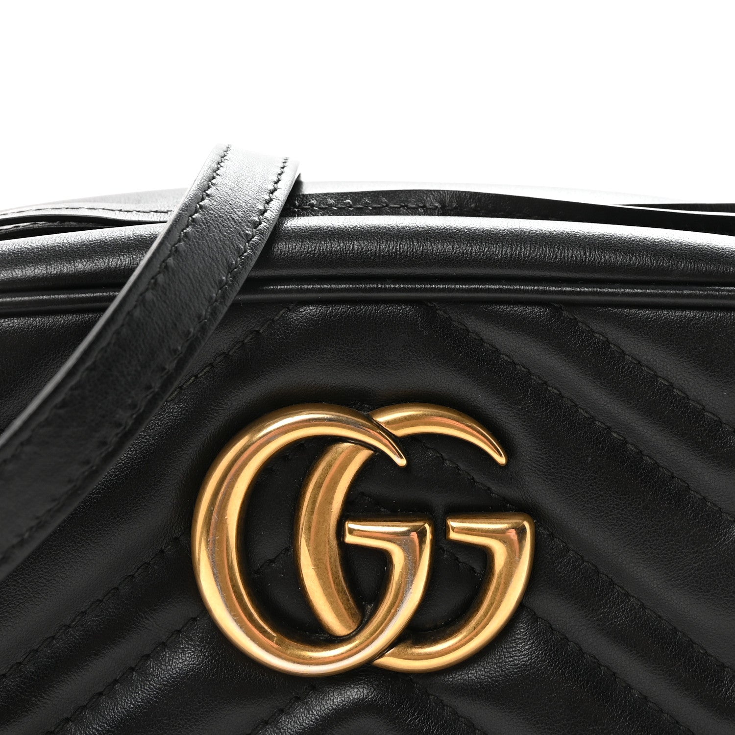 Gucci Calfskin Matelasse Small GG Marmont Chain Shoulder Bag Black Black 9 of 12