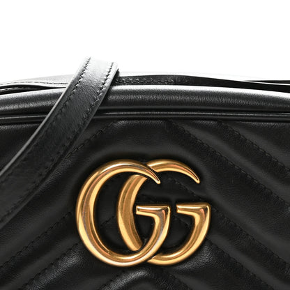 Gucci Calfskin Matelasse Small GG Marmont Chain Shoulder Bag Black Black 9 of 12