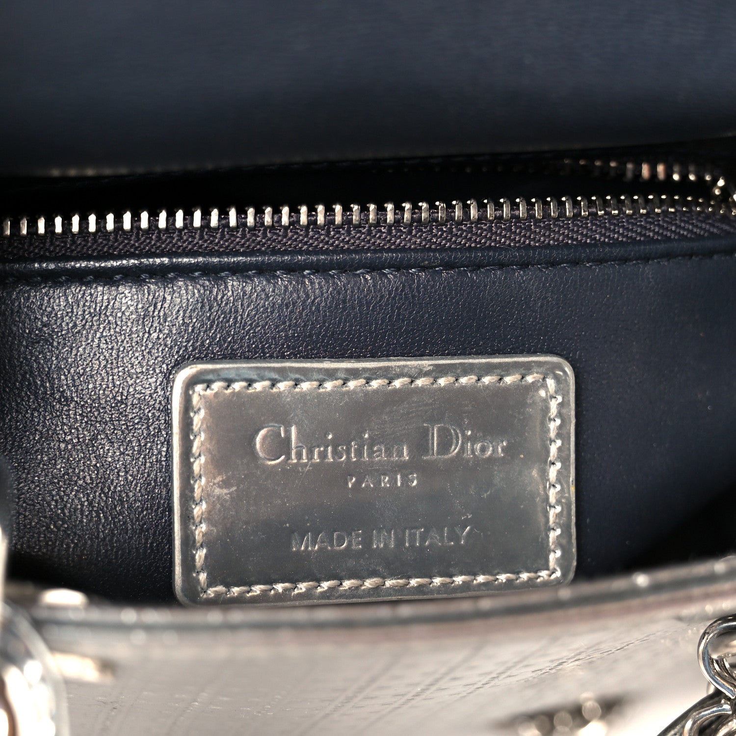 Christian Dior Metallic Patent Micro-Cannage Mini Lady Dior Silver 6 of 10