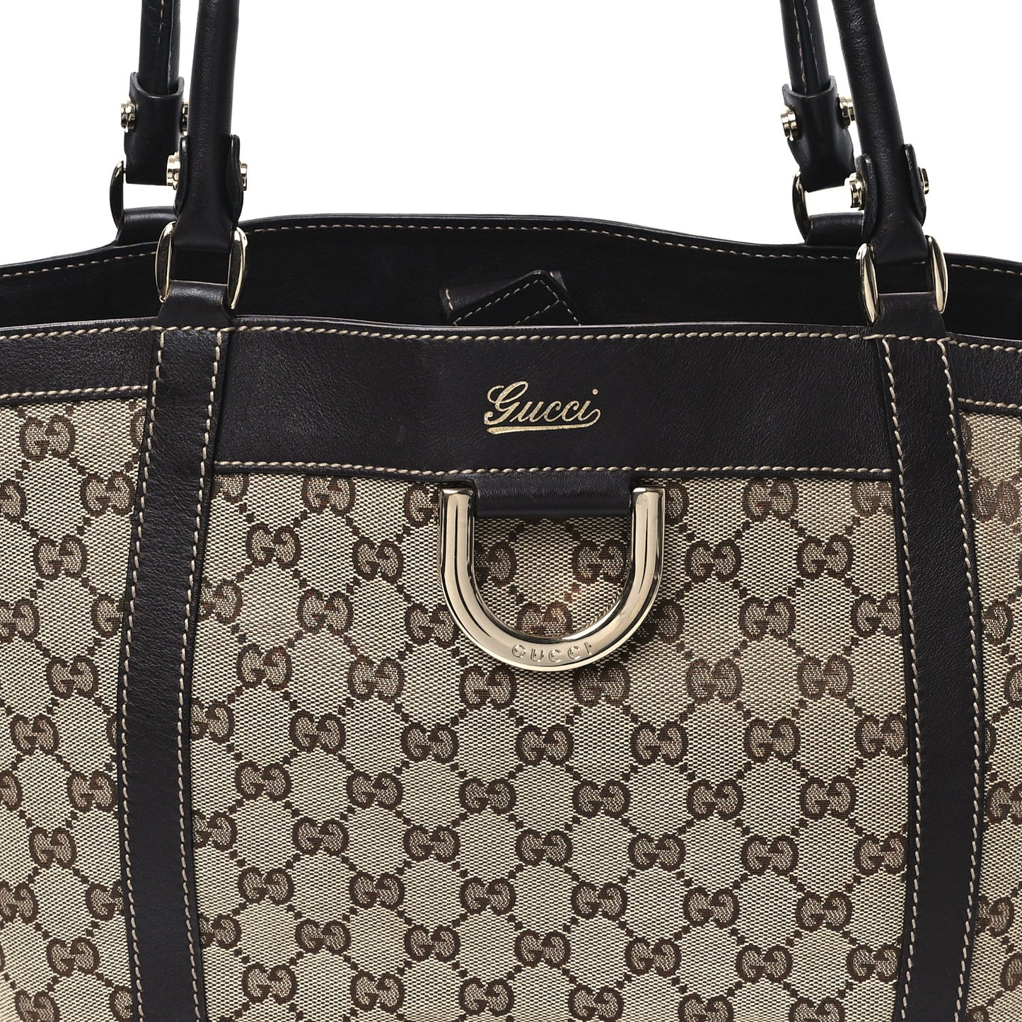 Monogram Medium D Gold Tote Bag Brown