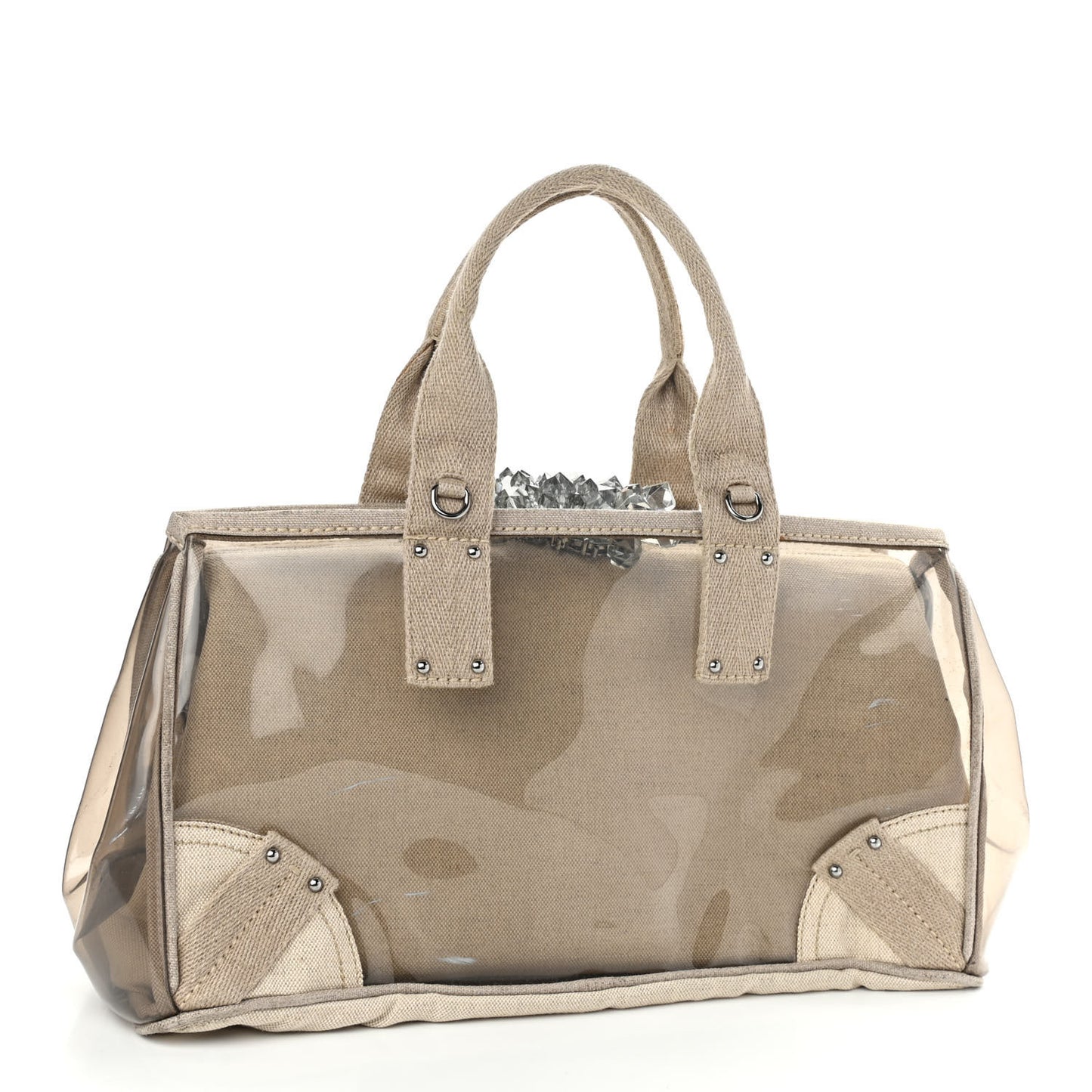 Canvas Plexiglass Crystal Cluster Tote Fume
