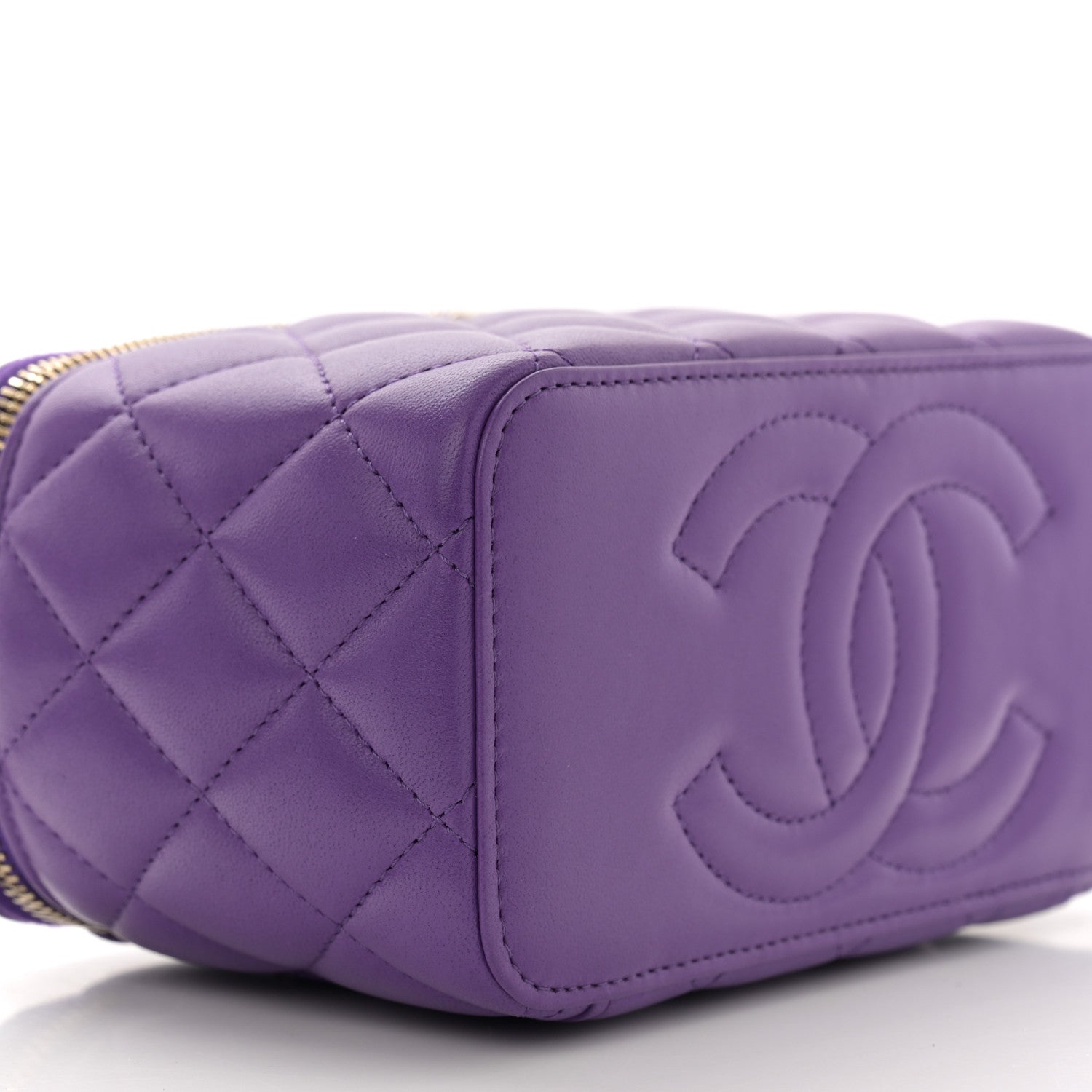 Chanel Lambskin Quilted Small Top Handle Vanity Case With Chain Purple 9 of 11