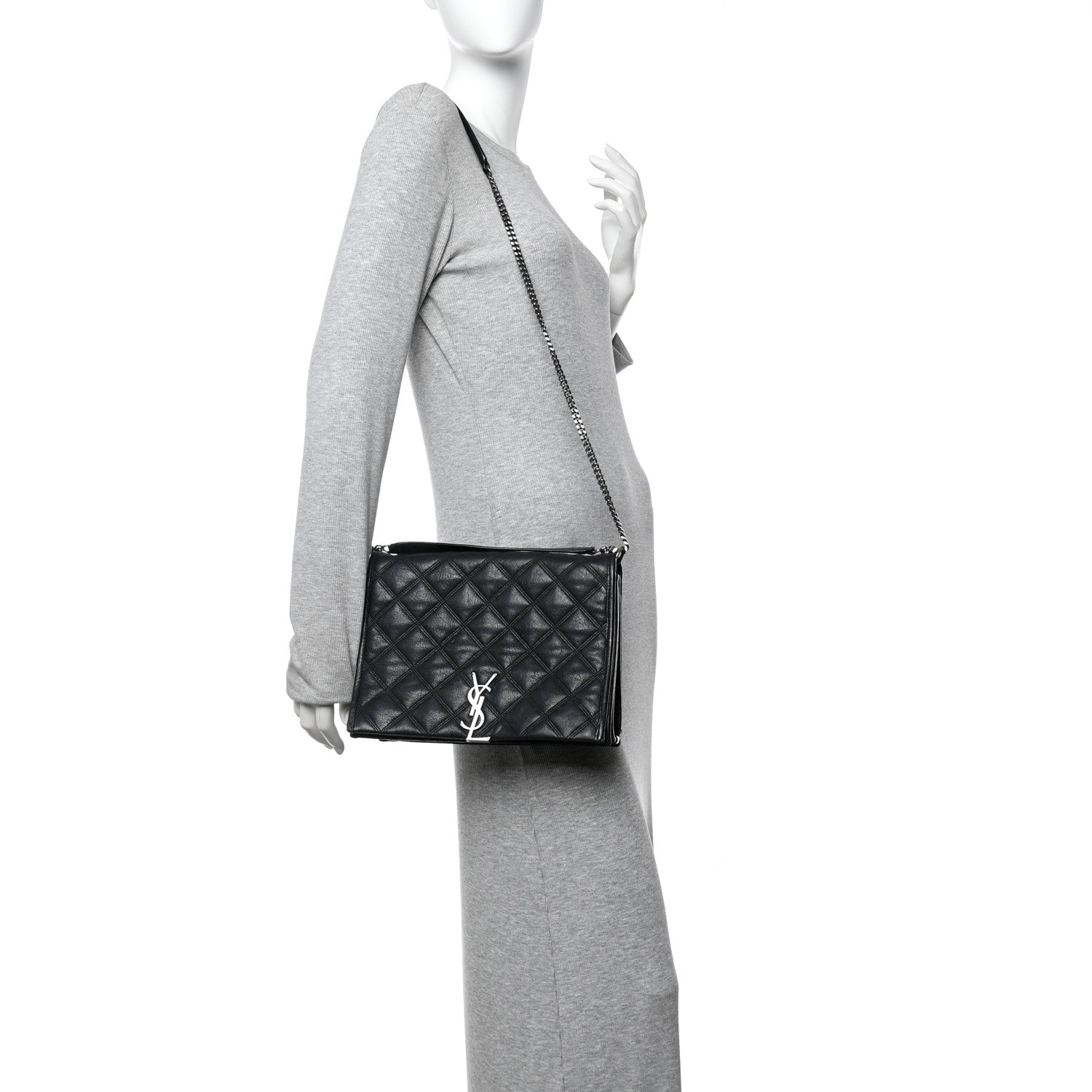 Saint Laurent Lambskin Quilted Small Becky Chain Bag Black 2 of 15