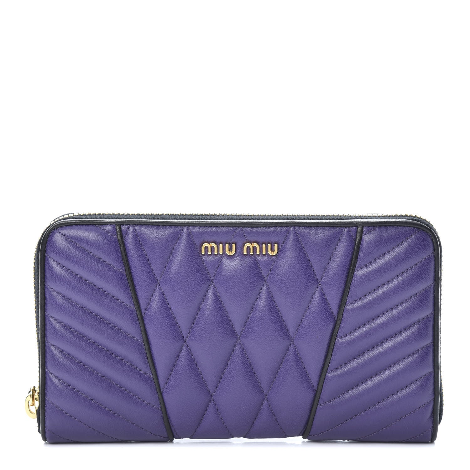 Miu Miu Nappa Quilted Zip Around Wallet Viola 1 of 9