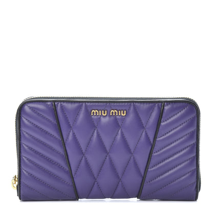 Miu Miu Nappa Quilted Zip Around Wallet Viola 1 of 9