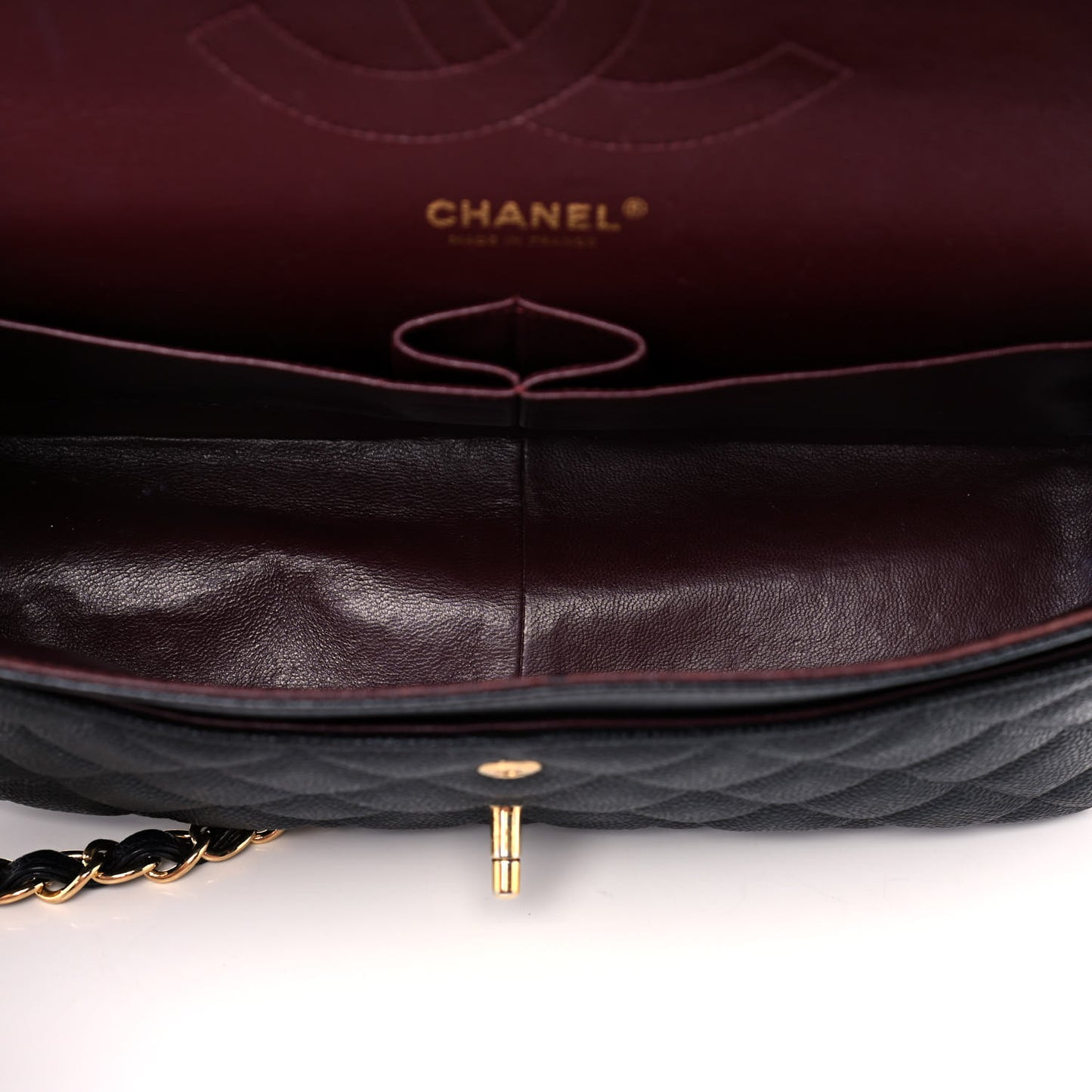 Caviar Quilted Jumbo Double Flap Black