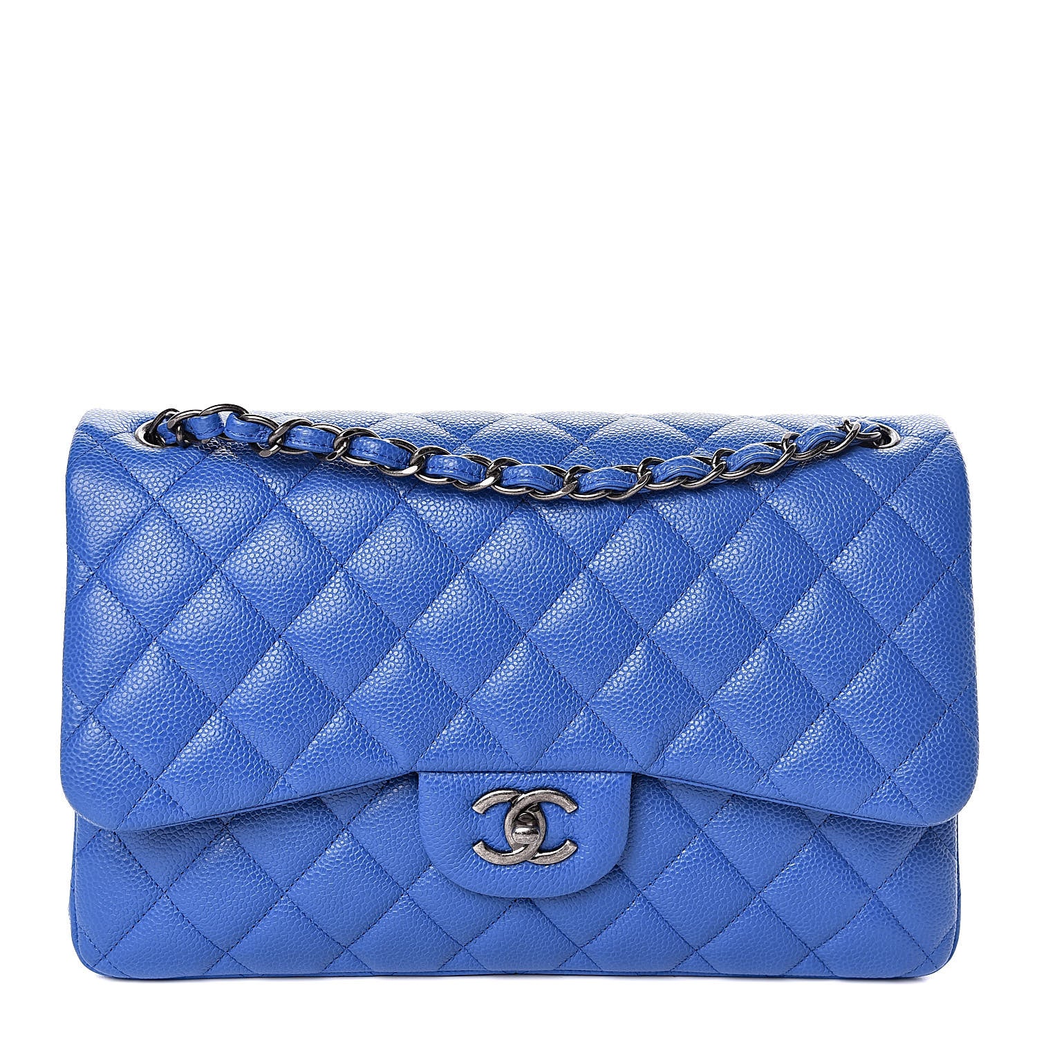 Chanel Caviar Quilted Jumbo Double Flap Blue 1 of 10