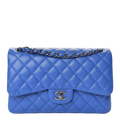 Chanel Caviar Quilted Jumbo Double Flap Blue 1 of 10