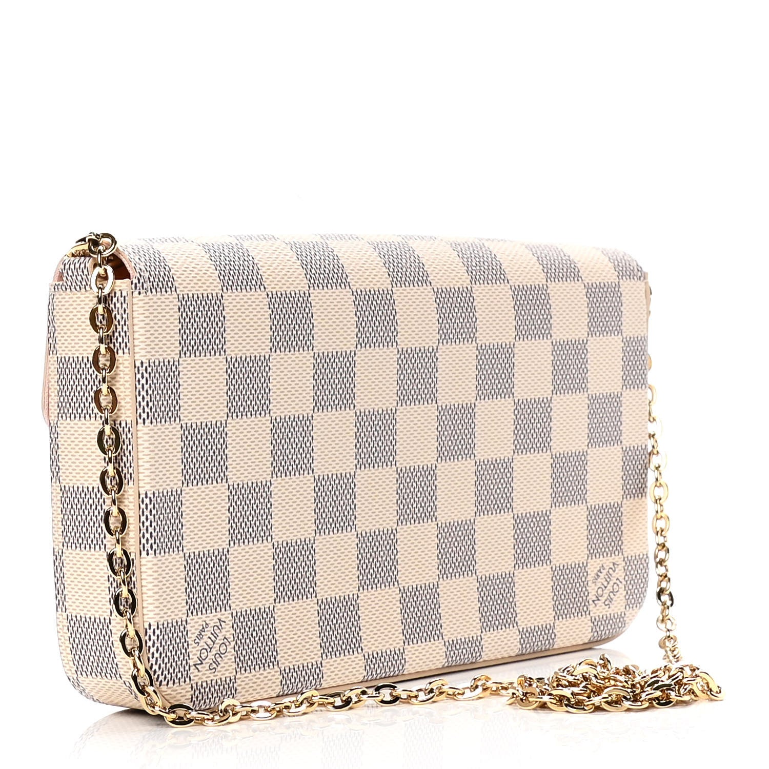 Louis Vuitton Damier Azur Pochette Felicie Chain Wallet Rose Ballerine 3 of 6