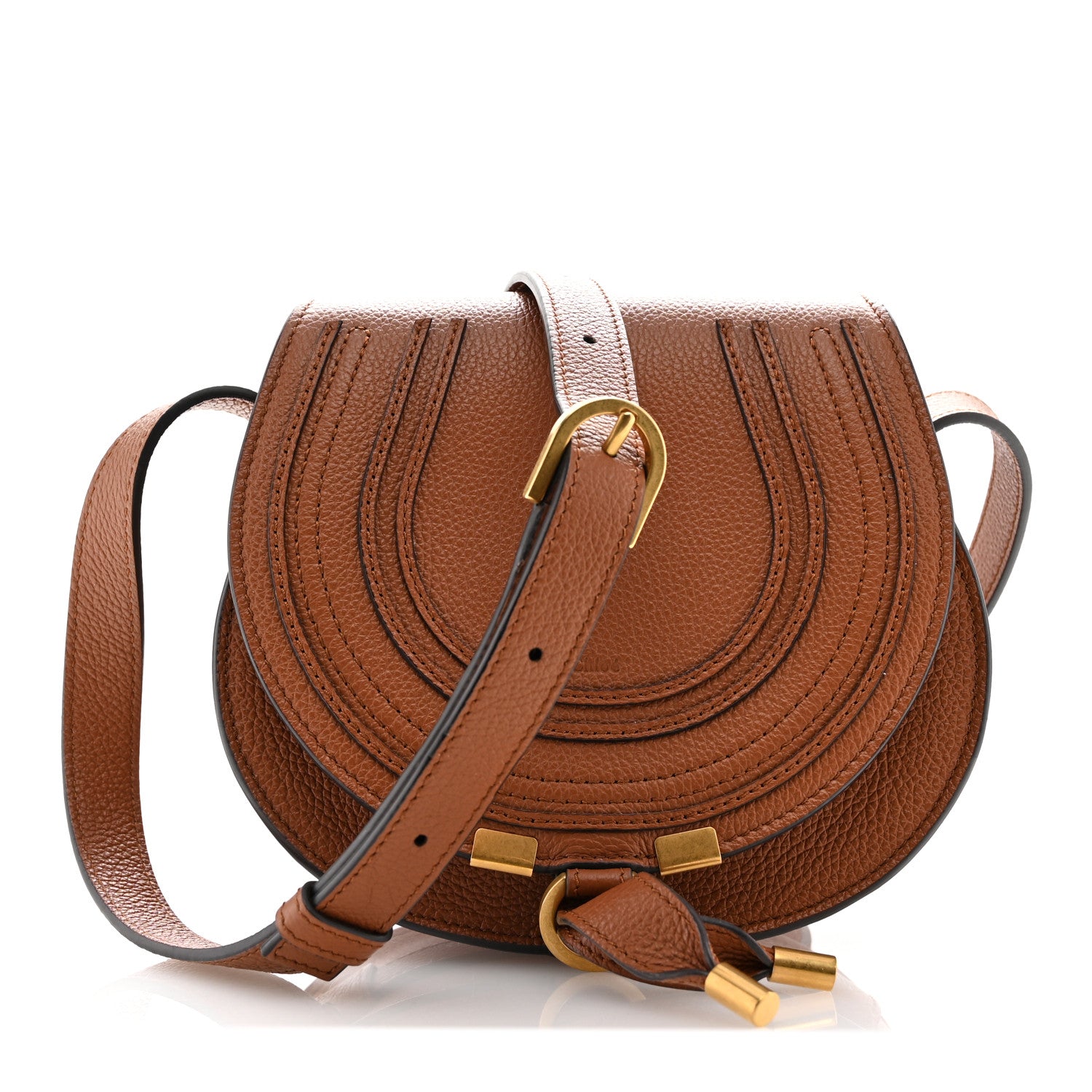 Chloe Calfskin Mini Marcie Round Crossbody Bag Tan 1 of 11