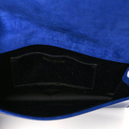 Saint Laurent Patent Calfskin Monogram Large Belle De Jour Clutch Royal Blue 5 of 7