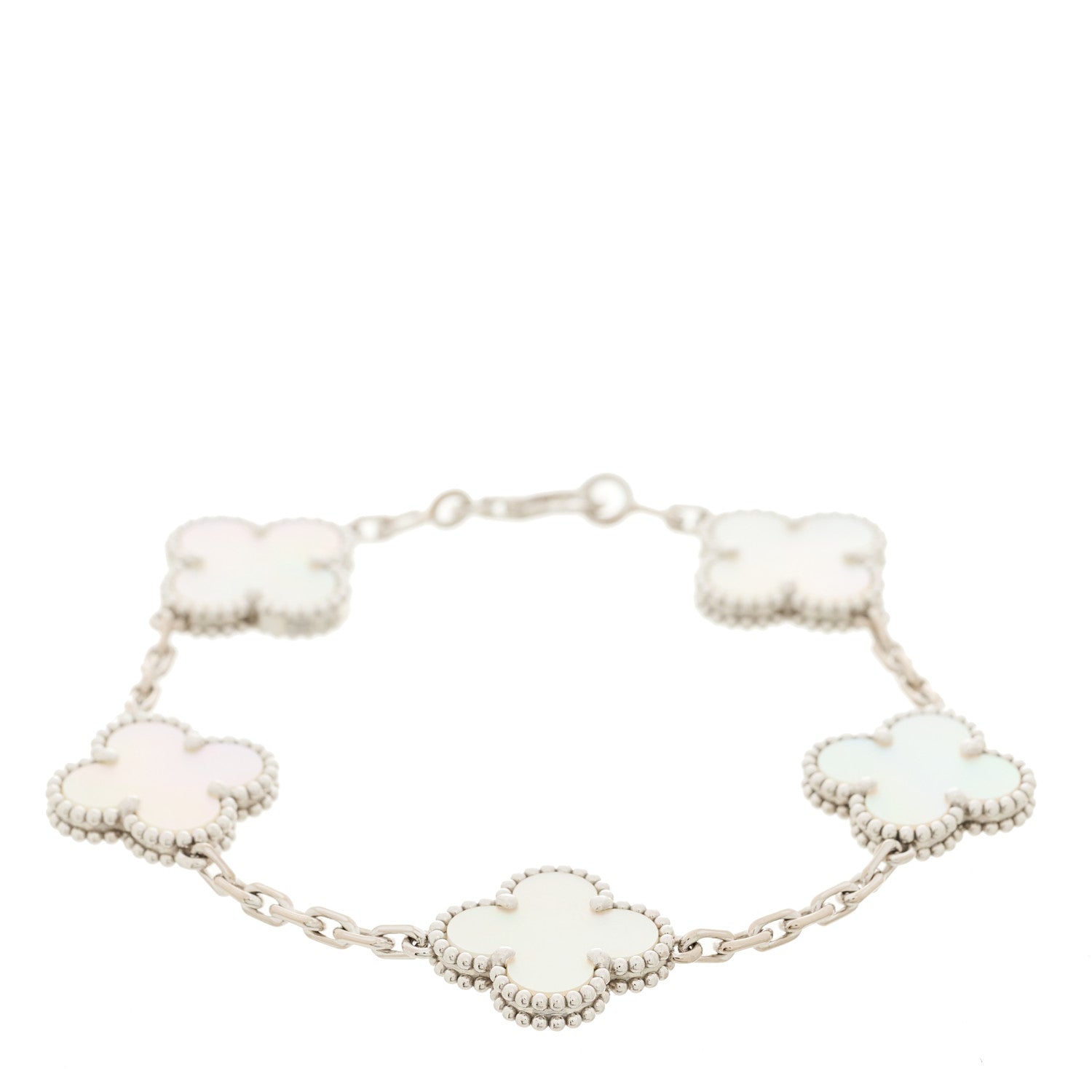 Van Cleef & Arpels 18K White Gold Mother of Pearl 5 Motifs Vintage Alhambra Bracelet 1 of 5