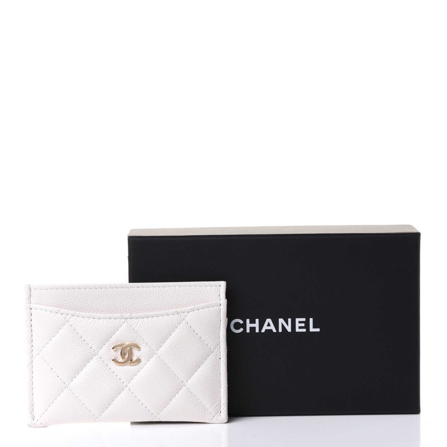 Chanel Caviar Quilted Card Holder White 9 of 9