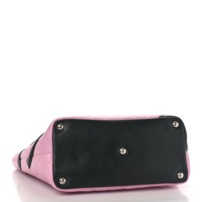 Chanel Calfskin Quilted Large Cambon Tote Pink Black 4 of 9