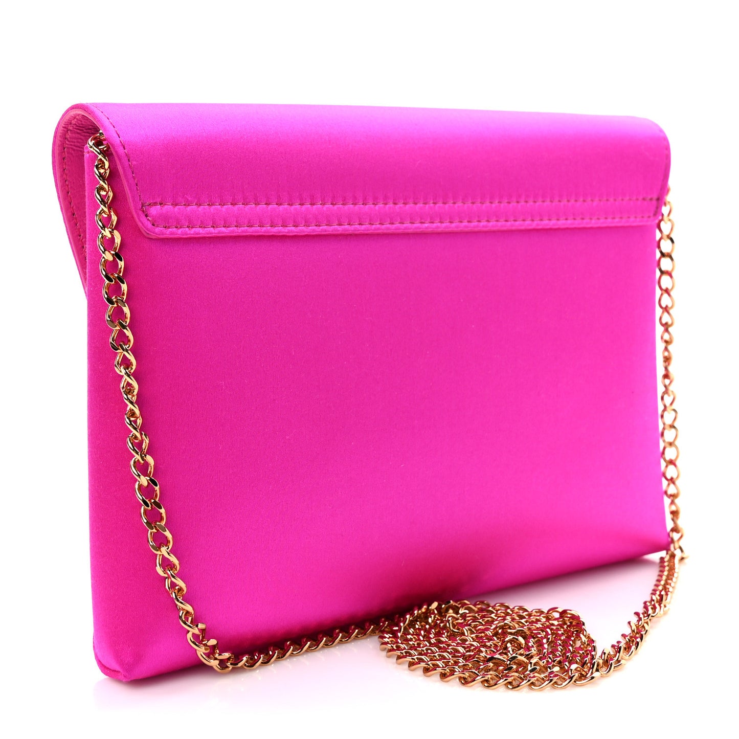 Satin Crystal Embellished La Medusa Pouch On Chain Pink