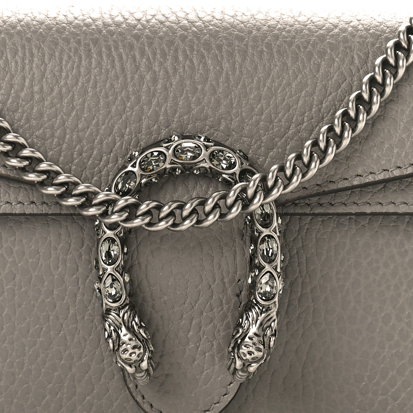 Dollar Calfskin Crystal Super Mini Dionysus Shoulder Bag Dusty Grey Black Diamond