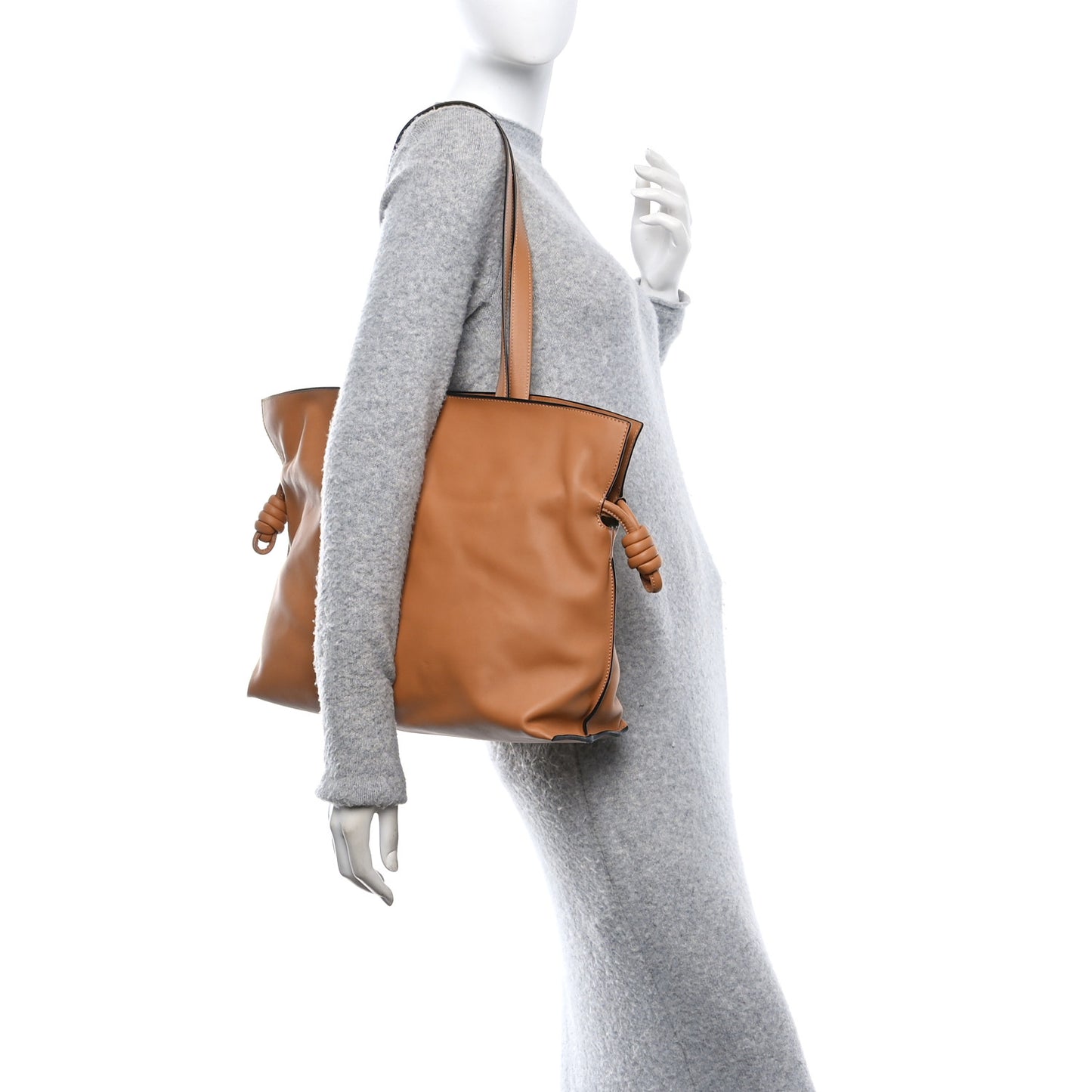 Calfskin Large Flamenco Knot Bag Warm Desert