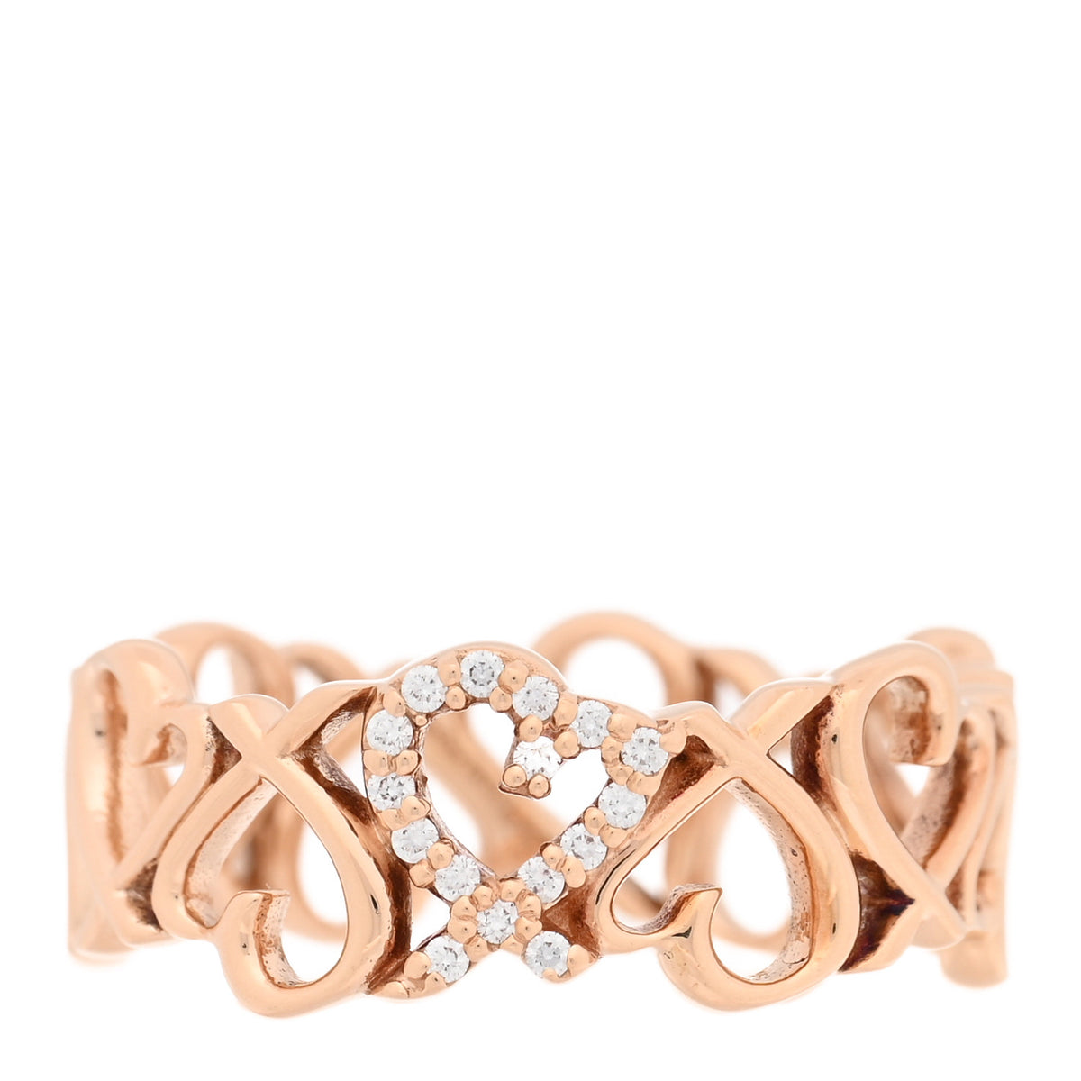 18K Rose Gold Diamond Paloma Picasso Loving Heart Band Ring 54 7