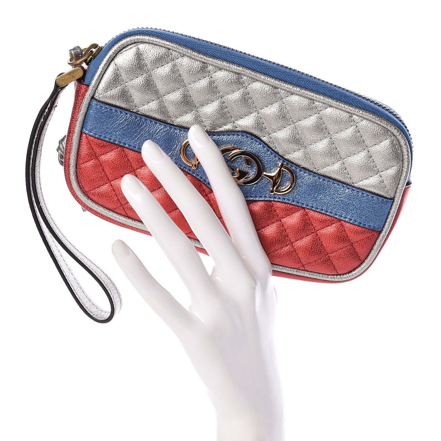 Gucci Laminated Nappa Trapuntata Zumi iPhone Case Rosso Marine Argento 2 of 8