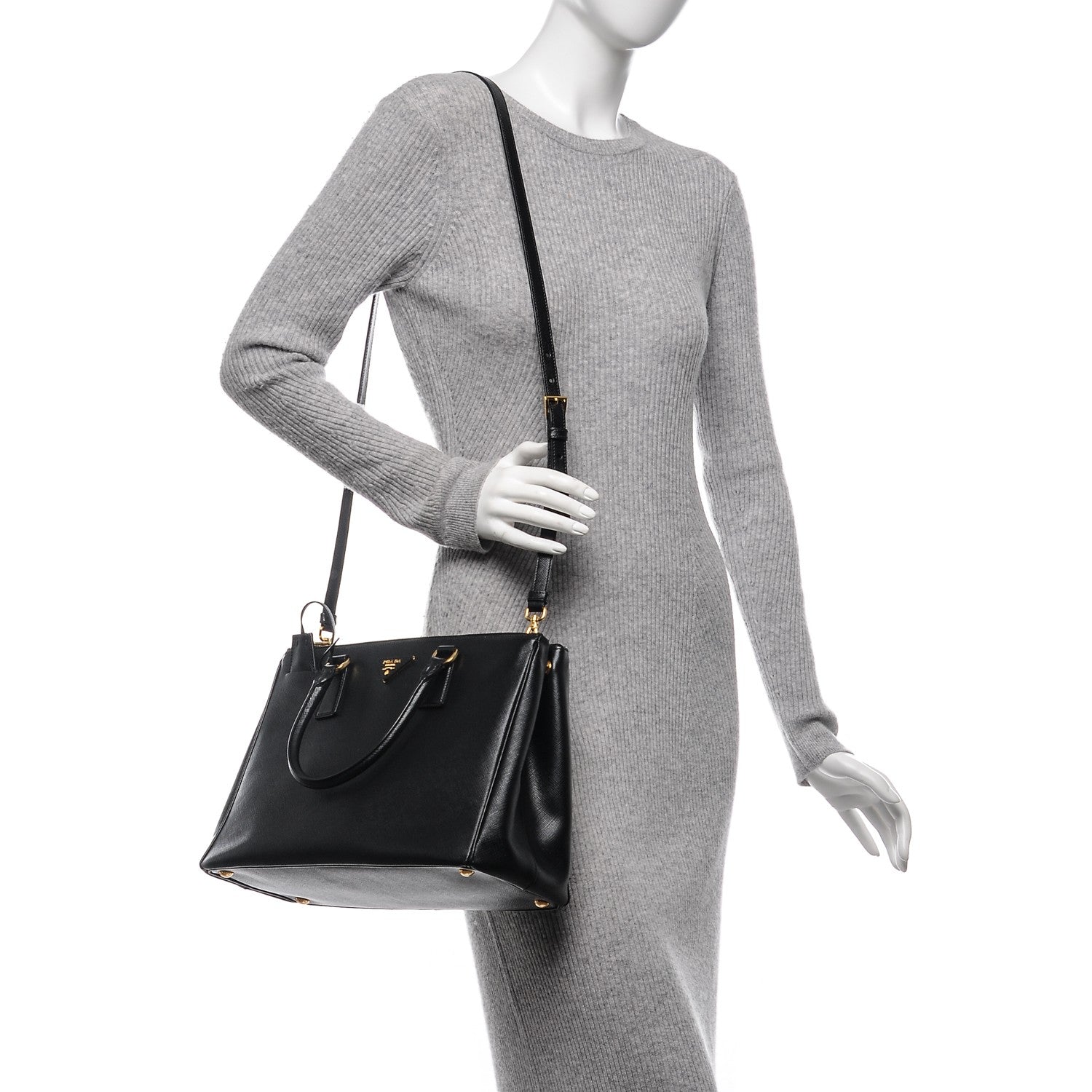Prada Saffiano Medium Galleria Double Zip Tote Black 2 of 7