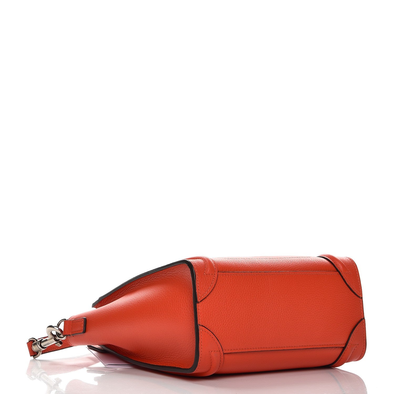Celine Drummed Calfskin Nano Luggage Vermillion 5 of 9