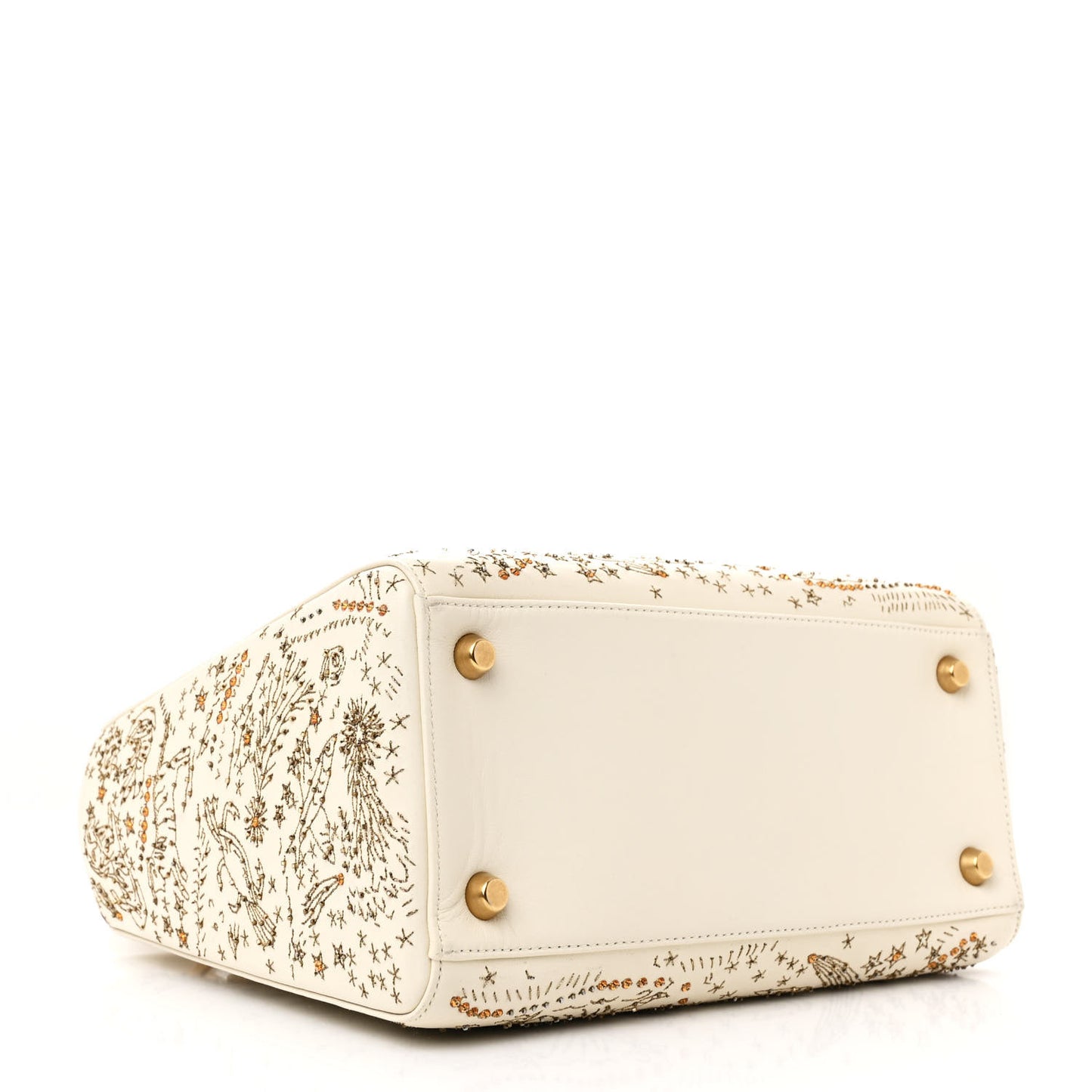 Embroidered Medium Lady Dior White Multicolor
